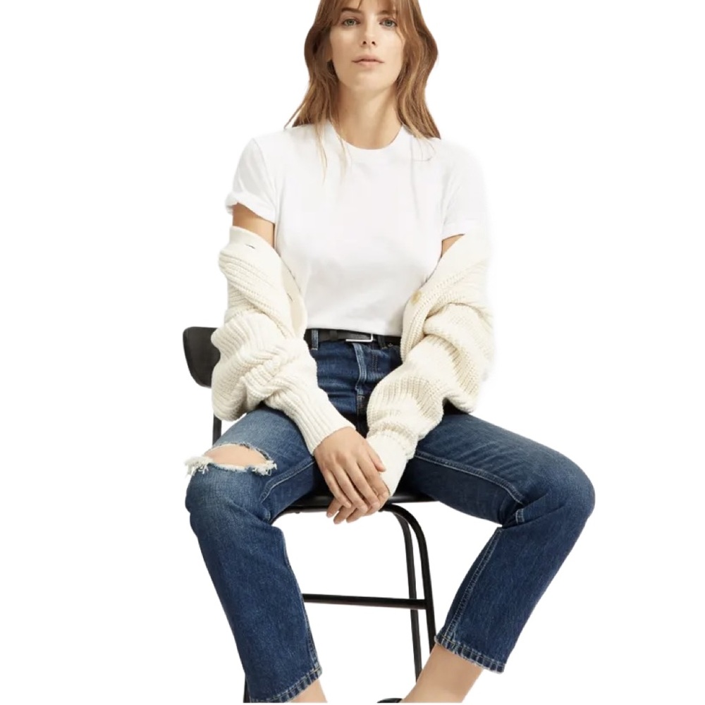 Everlane Destructed The ’90s Cheeky® Jean Dark Wash Size 28 Cropped, Distressed - Picture 12 of 13